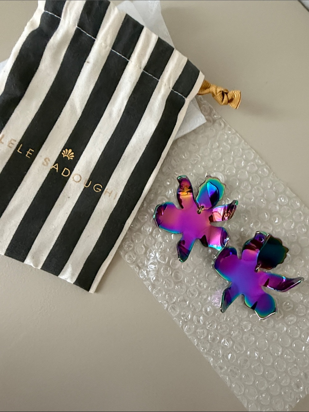 Lele Sadoughi Iridescent Flower Hair Clips - Purple, Blue, Green